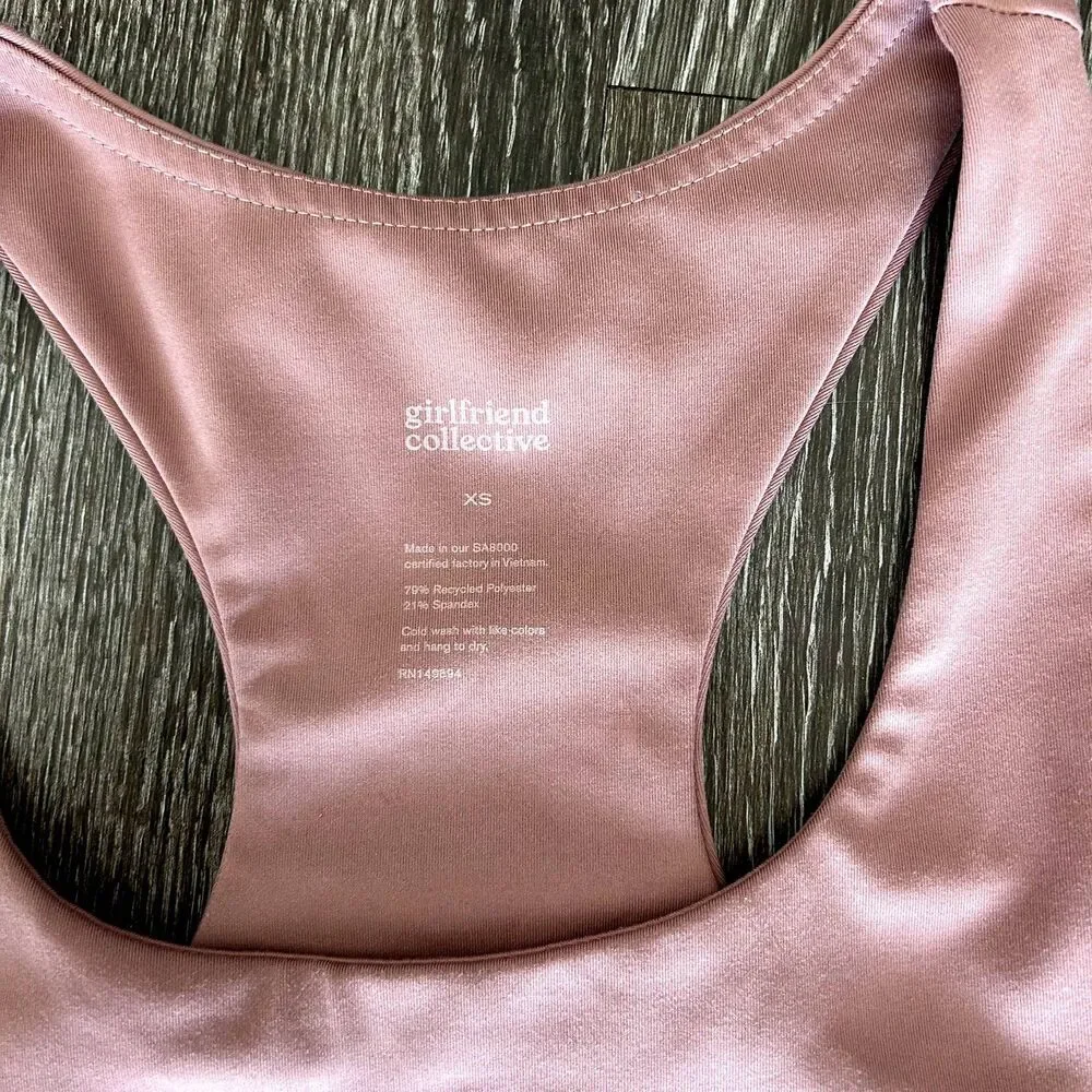 NWOT GIRLFRIEND COLLECTIVE Paloma Sports‎ Bra XS Rose Quartz Pink Racerback Crop